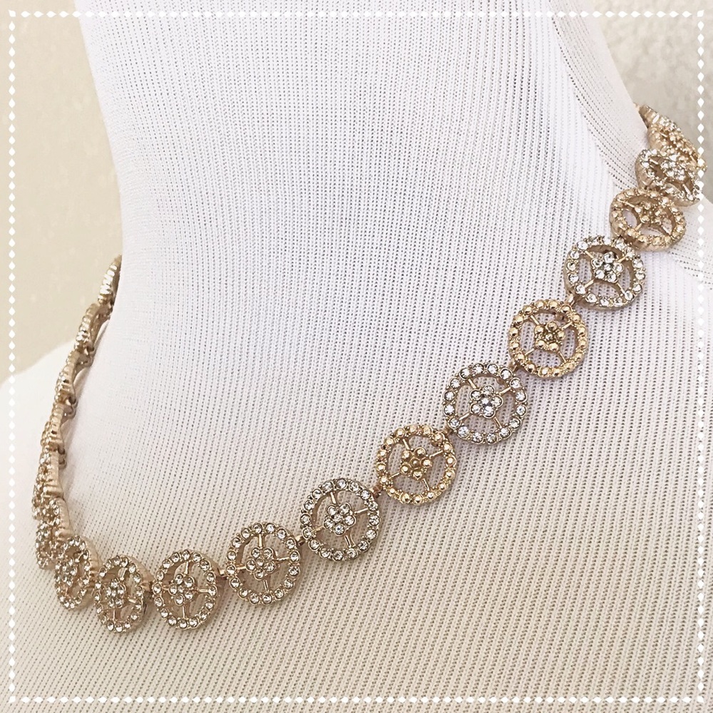 Banana Republic Gold & Crystal Fitted Necklace